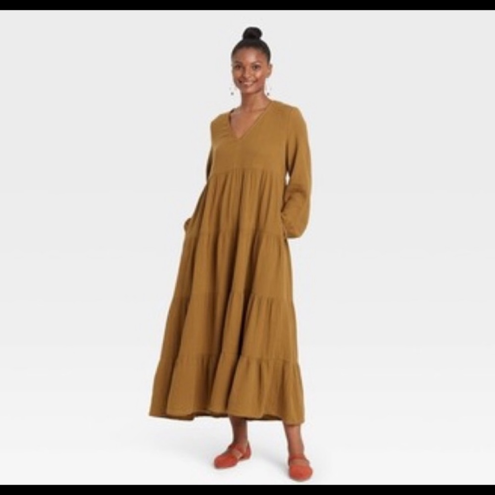 Target balloon long sleeve tiered maxi dress